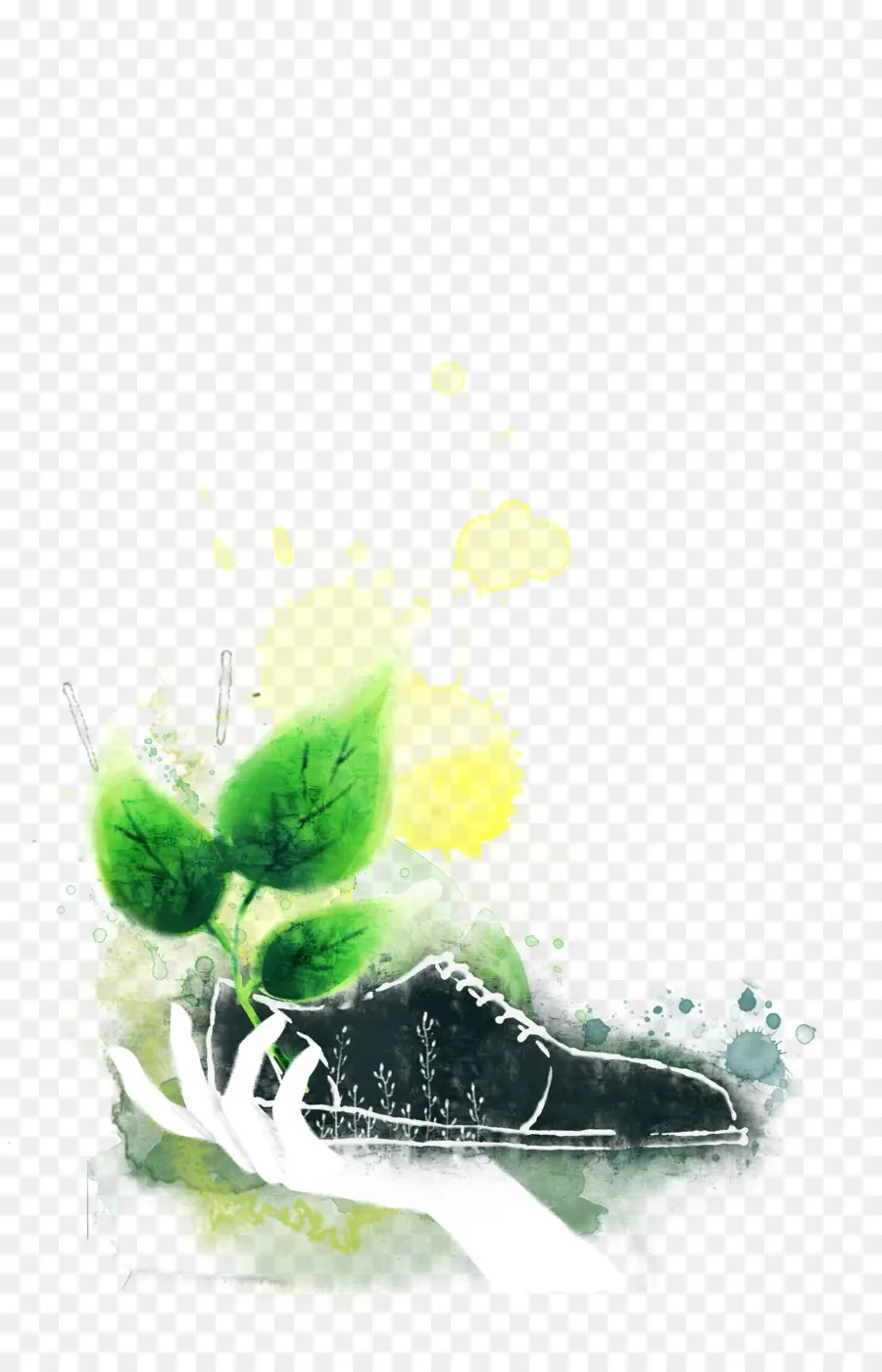 Zapato Con Planta，Verde PNG