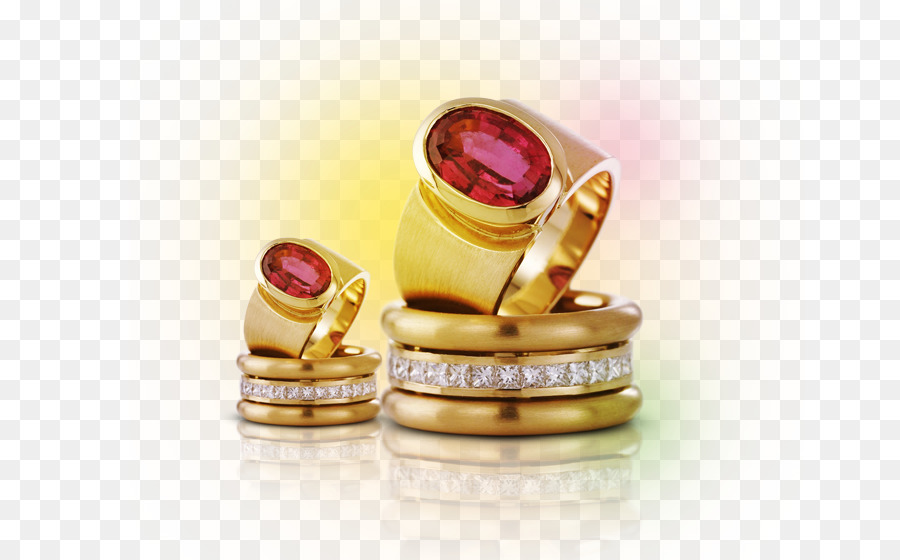 Anillos De Oro Con Gema Roja，Joyas PNG