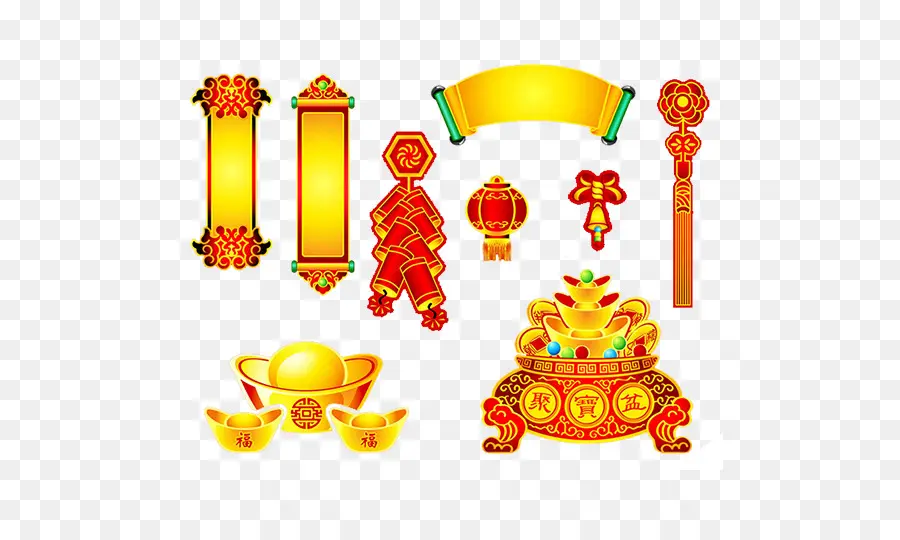 Decoraciones Chinas，Oro PNG