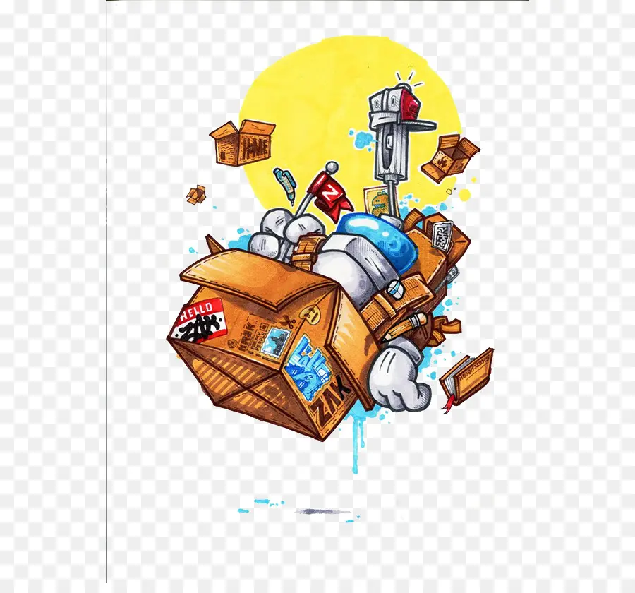 Robot En Caja，Cartulina PNG