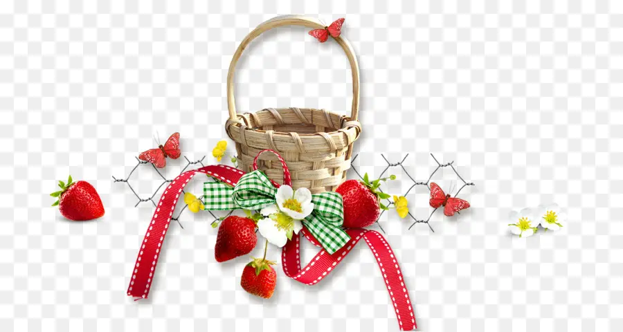 Cesta Con Fresas，Fruta PNG