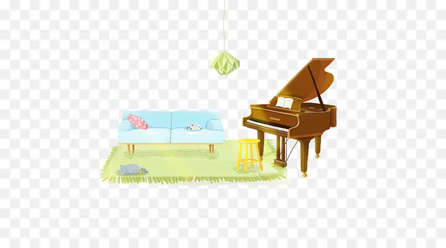 Piano Y Sofá，Muebles PNG