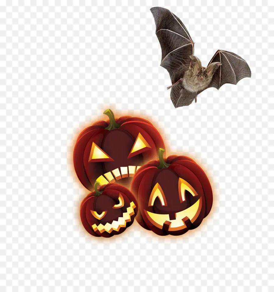 Calabazas De Halloween，Murciélago PNG