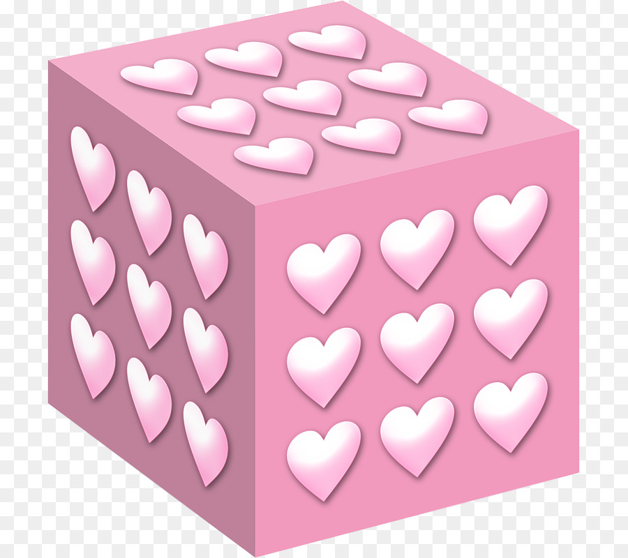 Cubo De Corazón，Rosa PNG