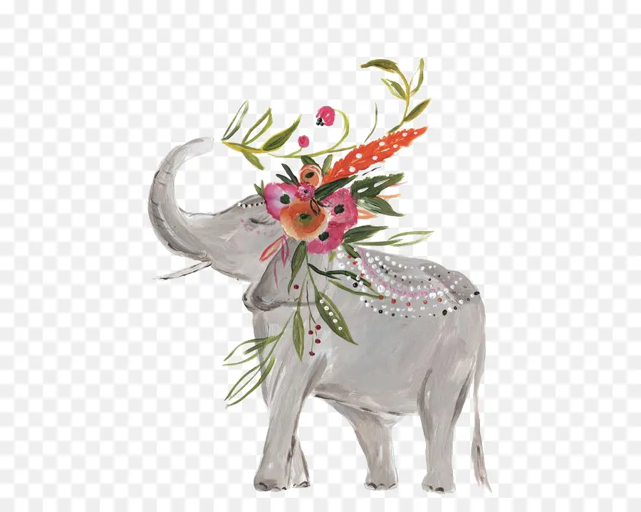 Elefante，Flores PNG