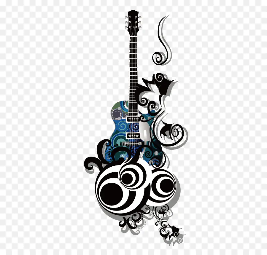 Guitarra Decorativa，Remolinos PNG