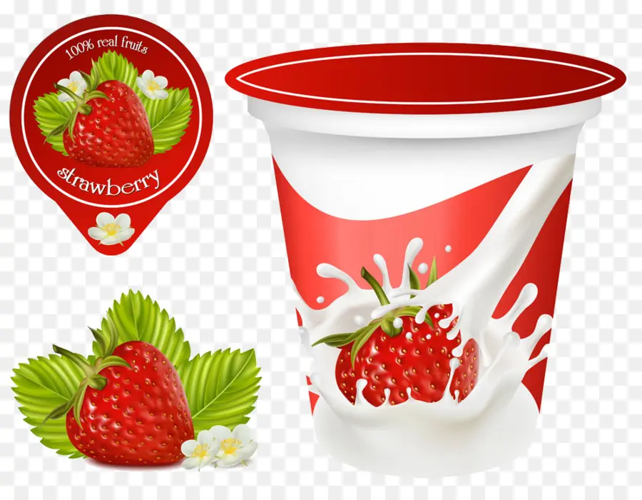 Yogur De Fresa，Lácteos PNG