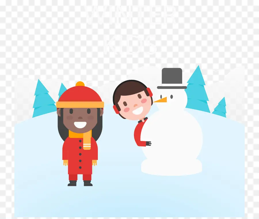 Niños Construyendo Muñeco De Nieve，Invierno PNG