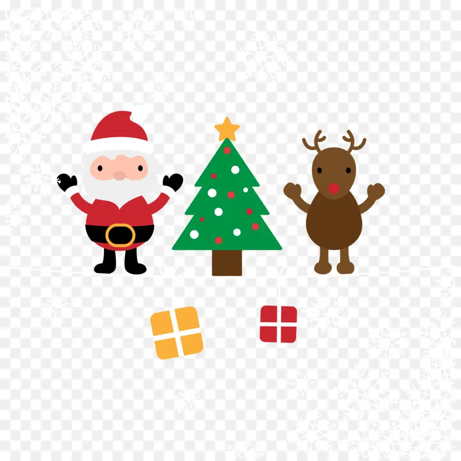 Papá Noel Y Reno，árbol De Navidad PNG