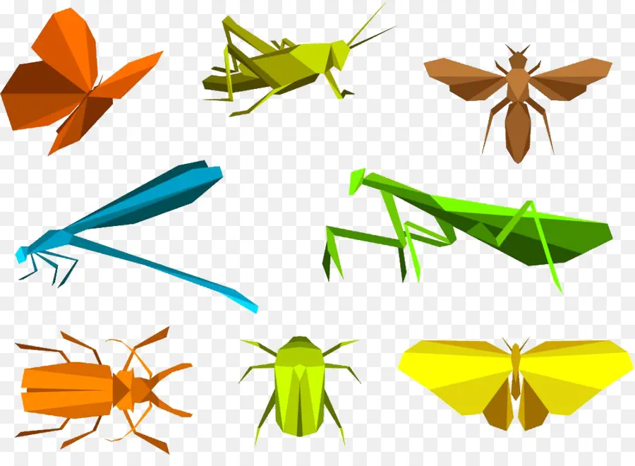 Los Insectos，Origami PNG