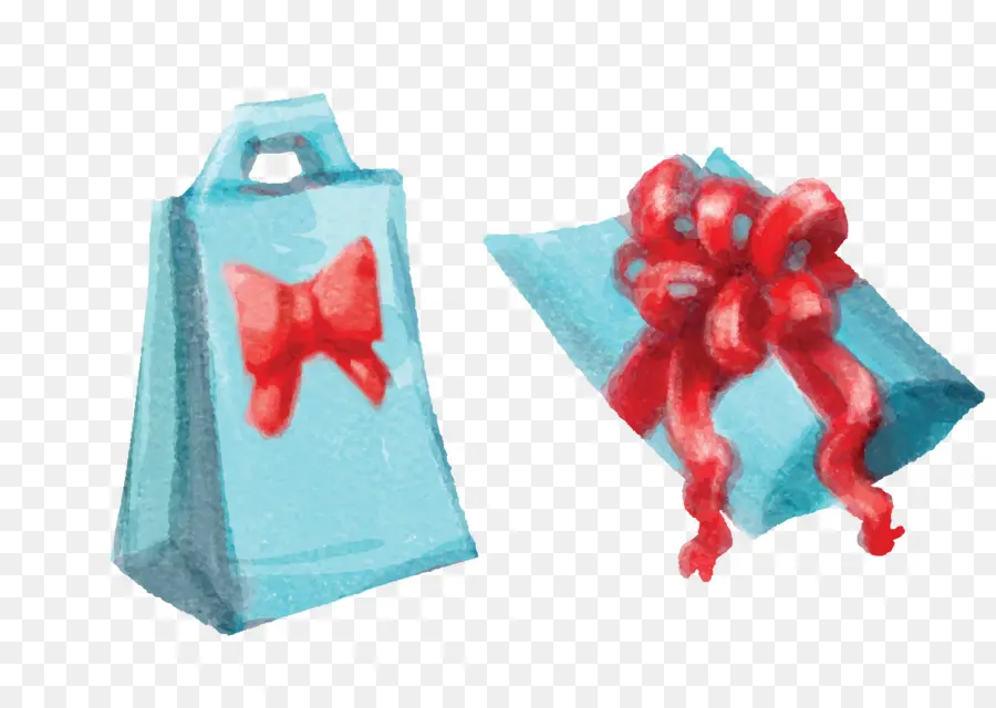 Bolsas De Regalo，Lazo Rojo PNG