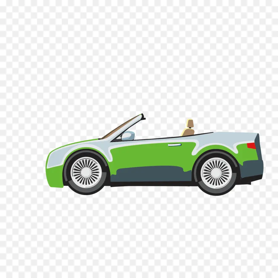 Coche Descapotable，Verde PNG