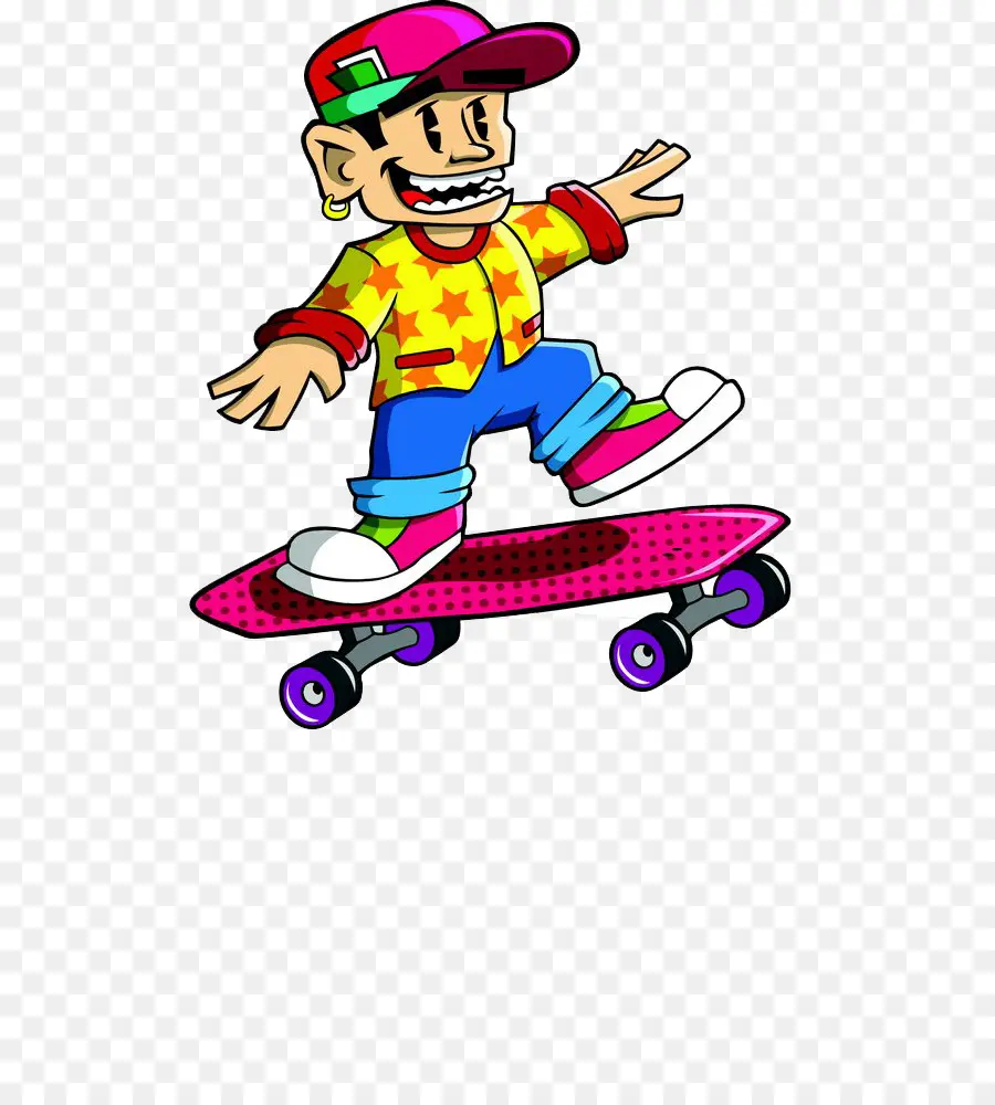 Patinador De Dibujos Animados，Vistoso PNG