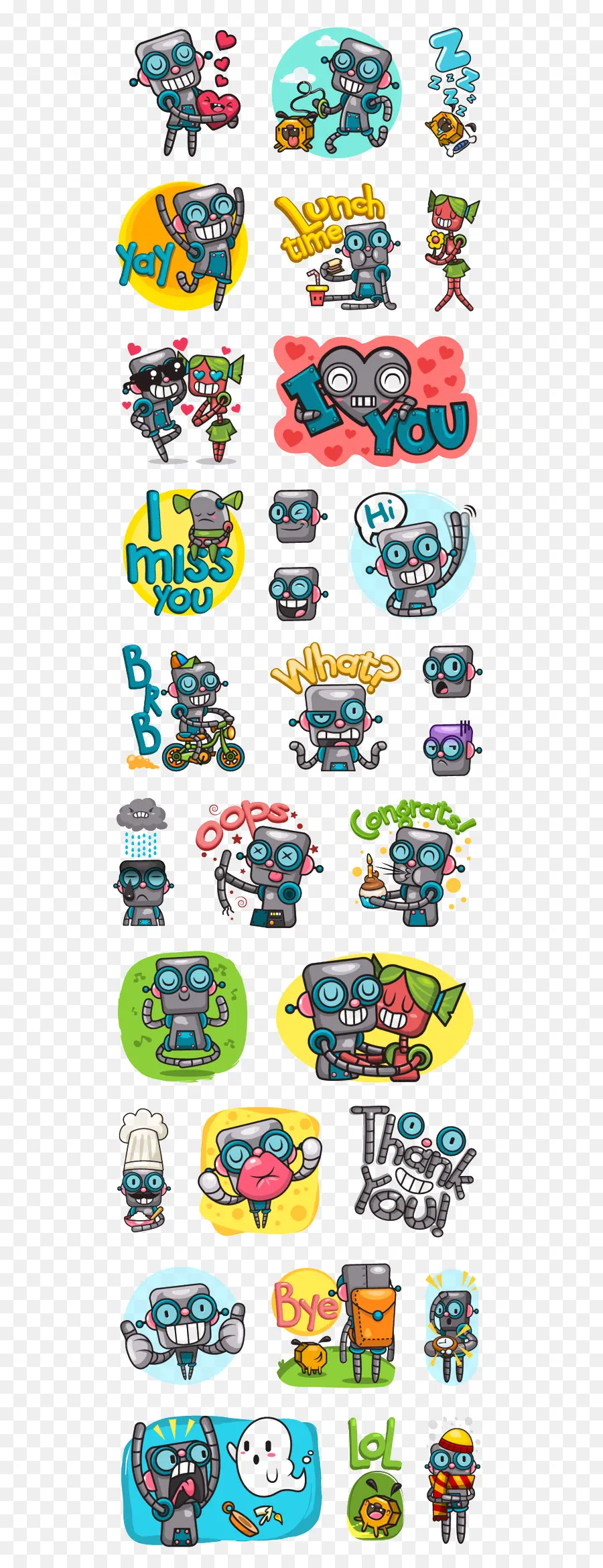 Pegatinas Robots，Dibujos Animados PNG