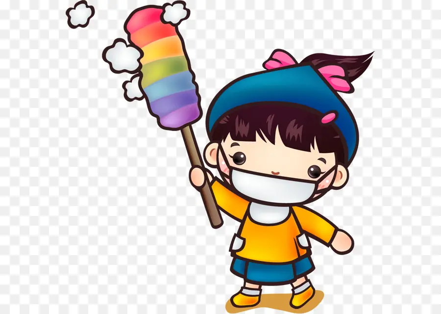 Niña Con Algodón De Azúcar Arcoiris，Mascarilla PNG