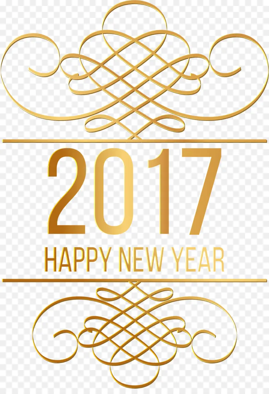 Feliz Año Nuevo 2017，Texto Dorado PNG