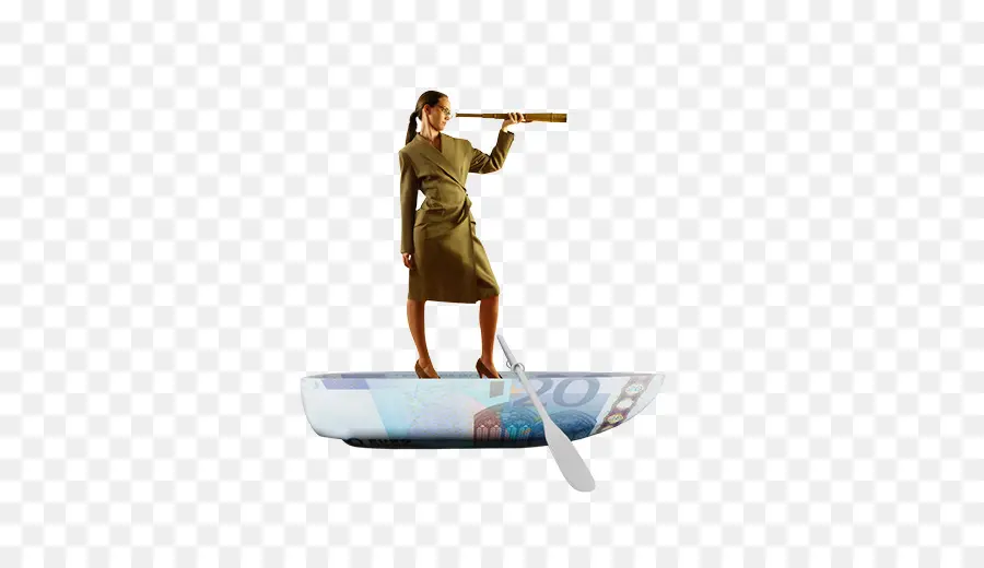 Mujer En Barco Con Telescopio，Bote PNG