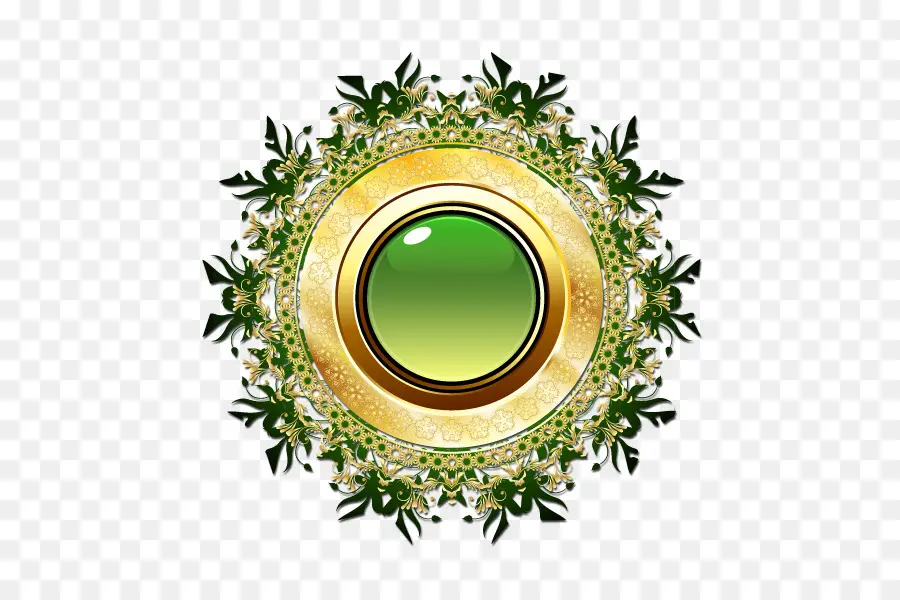 Adorno Verde Y Dorado，Ornamento PNG