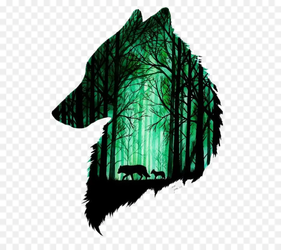 Silueta De Lobo，Bosque PNG