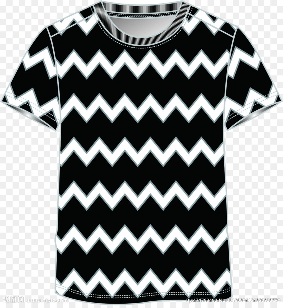 Camiseta Zigzag，En Blanco Y Negro PNG