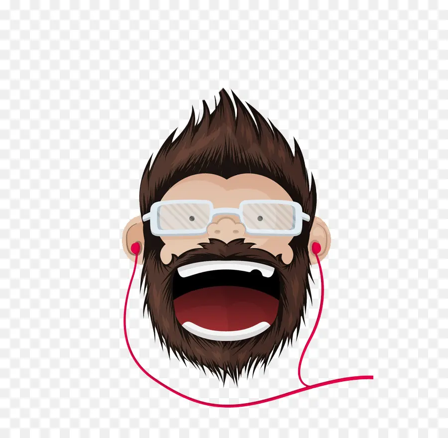 Cara Barbuda Con Gafas，Auriculares PNG