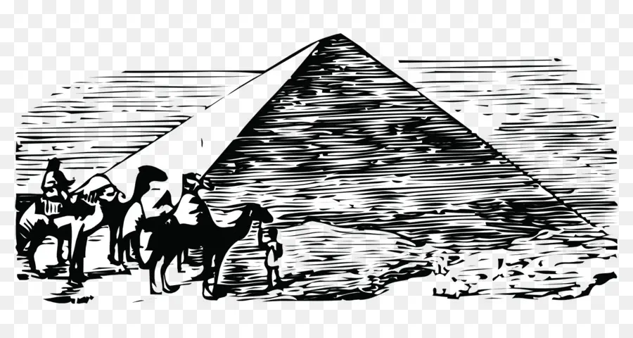 Las Pirámides De Egipto，En Blanco Y Negro PNG