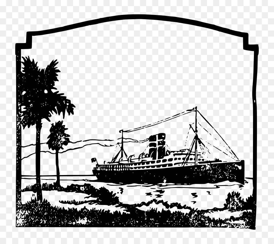 Barco De Crucero，Arte De Línea PNG