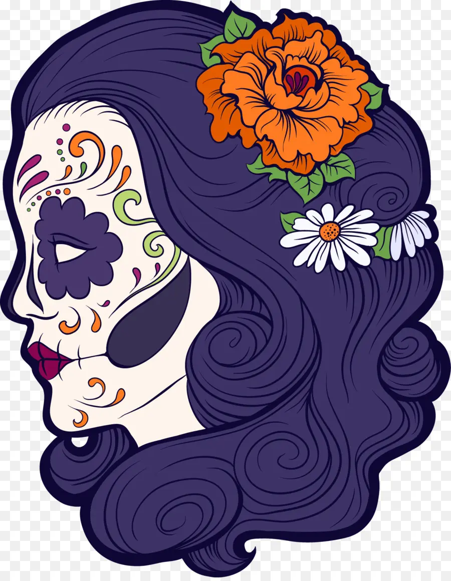 Calavera De Azúcar，Flor PNG