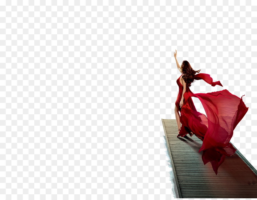 Mujer En Vestido Rojo，Fluido PNG