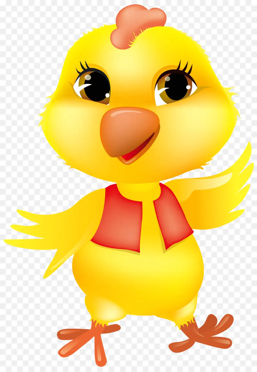 Pollito Amarillo Con Lazo Azul，Lindo PNG