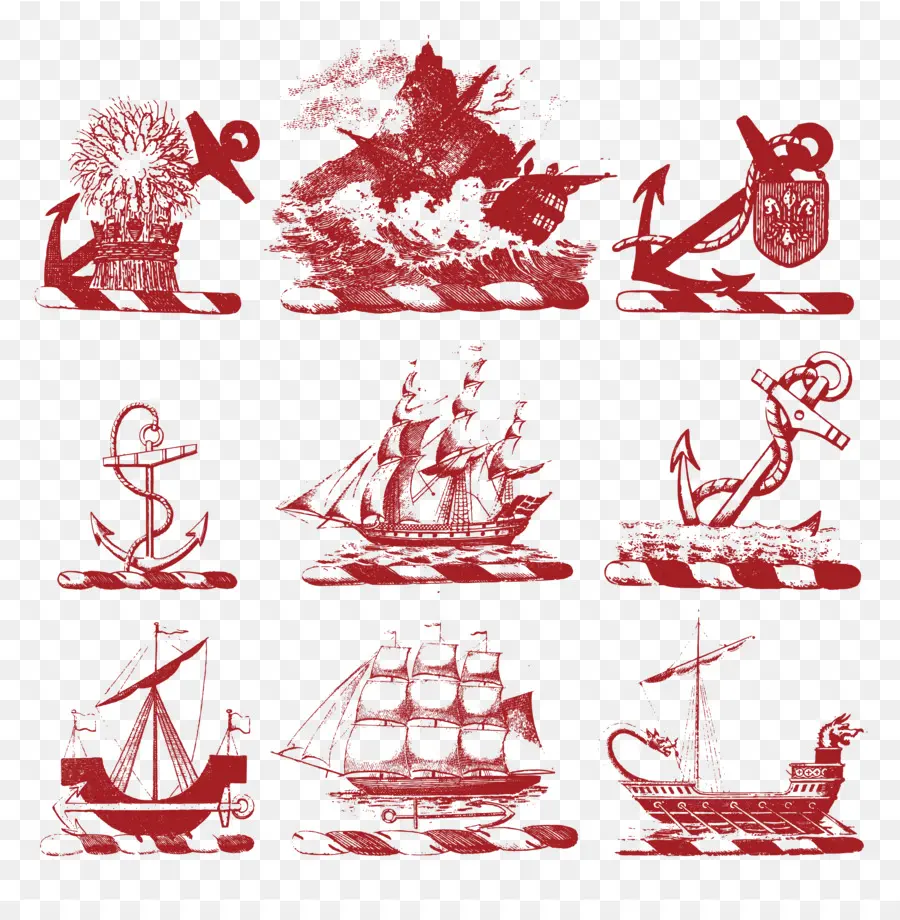 Iconos Náuticos Antiguos，Barco PNG