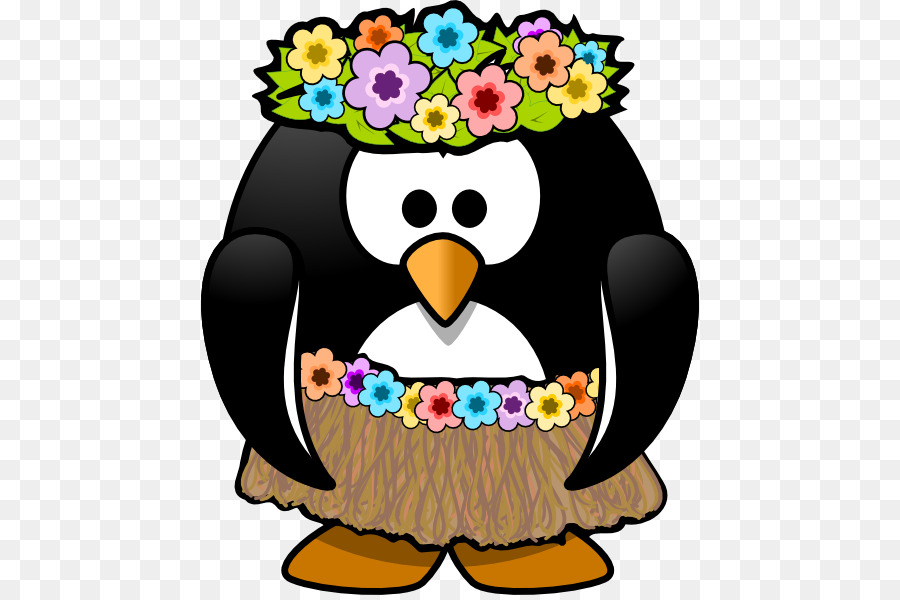 Pingüino En Falda De Hula，Hula PNG