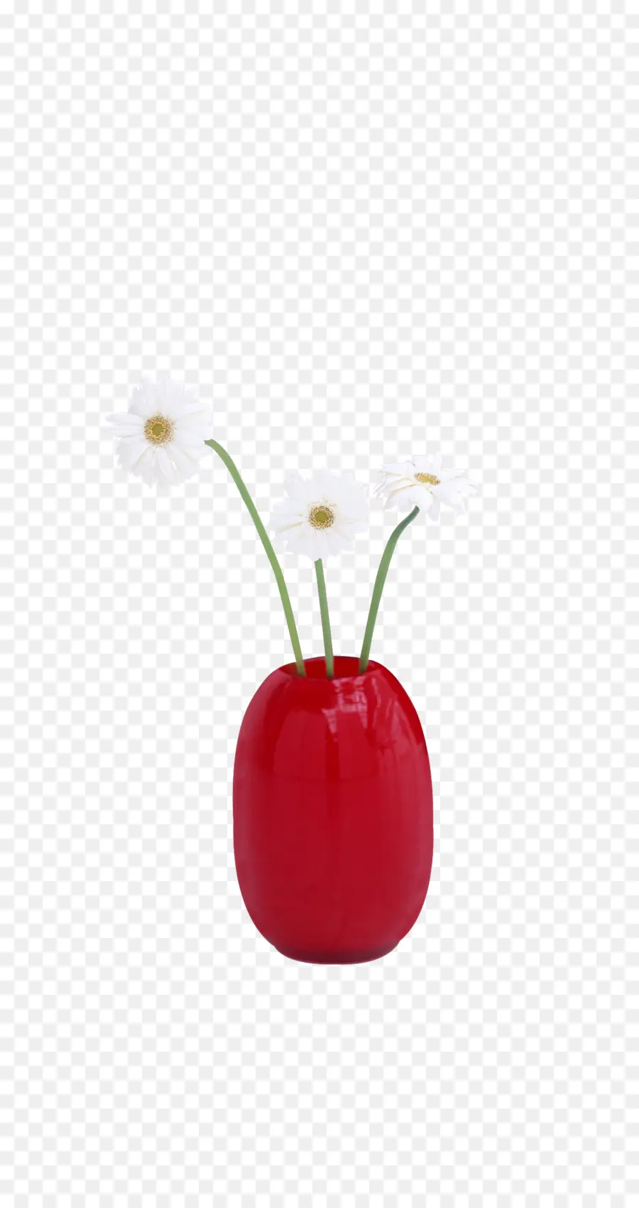 Florero Rojo，Flores Blancas PNG