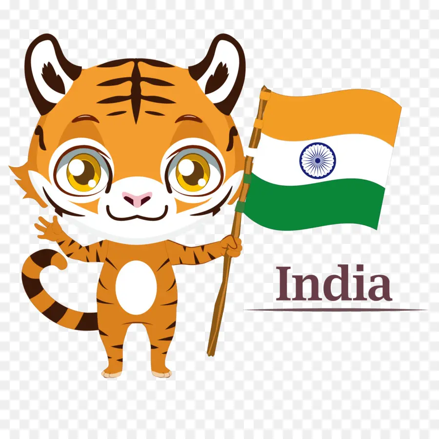 Tigre Con Bandera India，Animal PNG