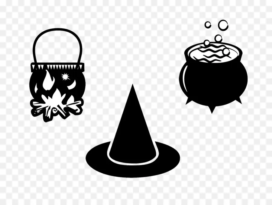 Sombrero De Bruja Y Caldero，Magia PNG