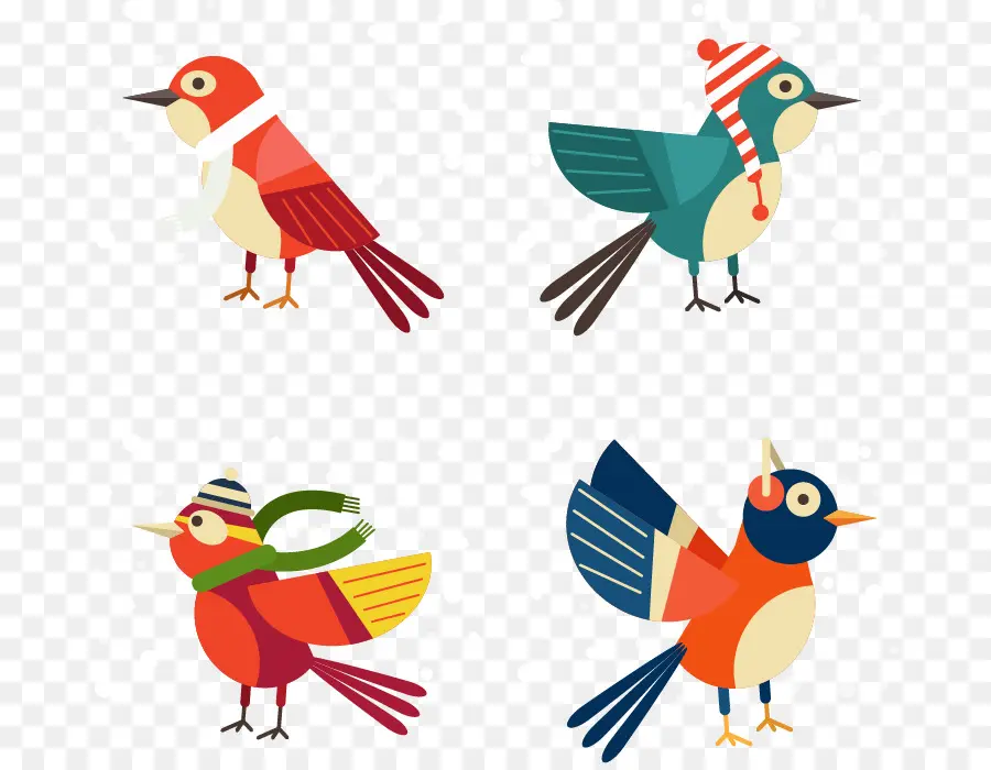 Pájaros Con Accesorios De Invierno，Pájaros PNG