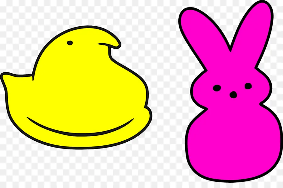 Pollito Amarillo Y Conejito Rosa，Malvavisco PNG