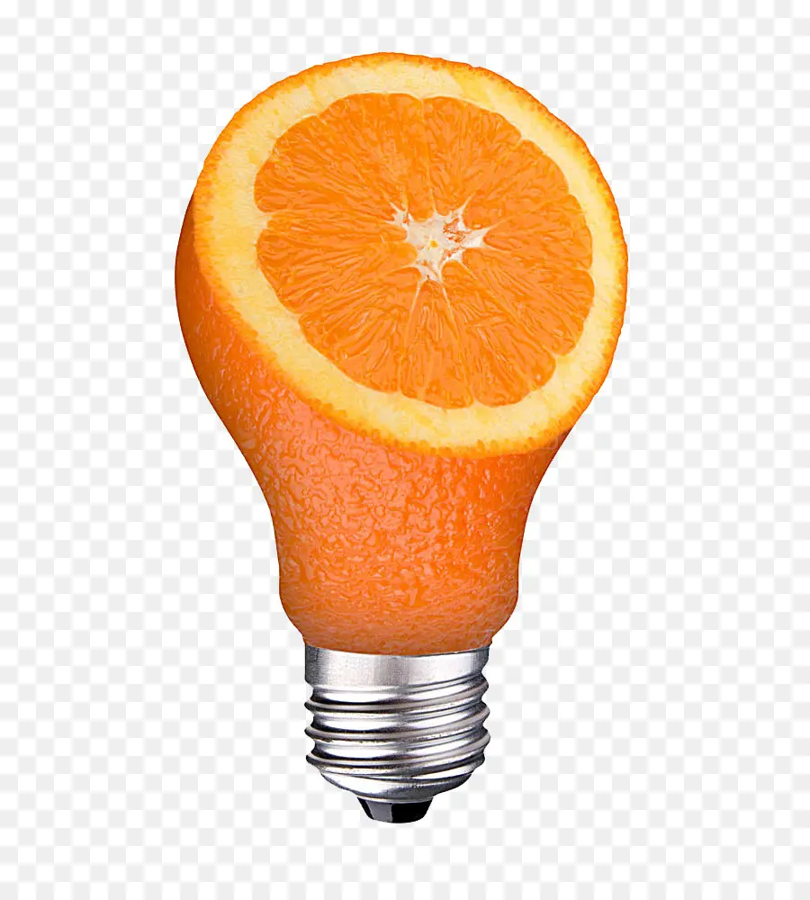 Bombilla De Luz Naranja，Fruta PNG