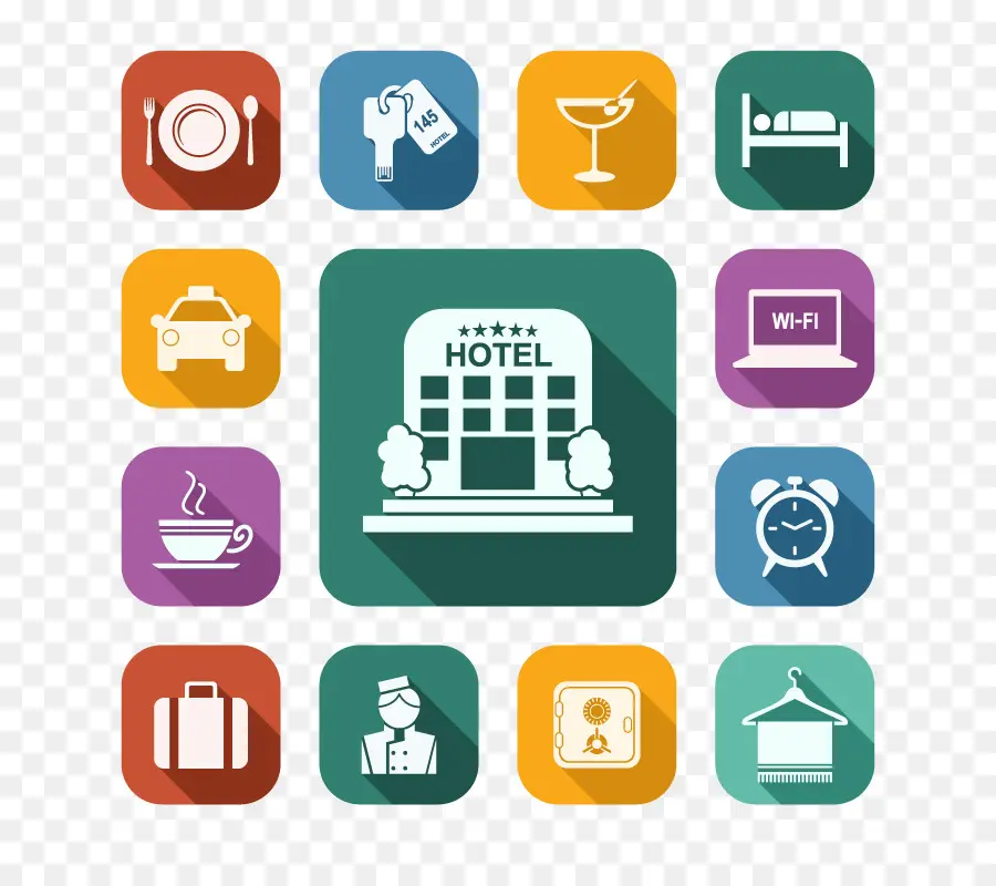 Iconos De Servicios De Hotel，Alojamiento PNG