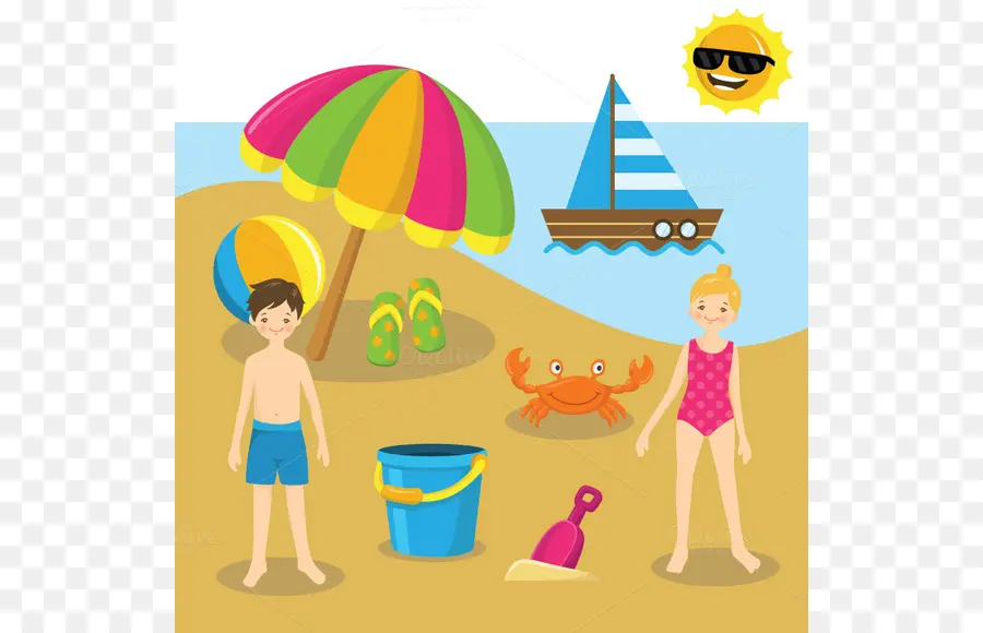 Escena De Playa，Niños PNG