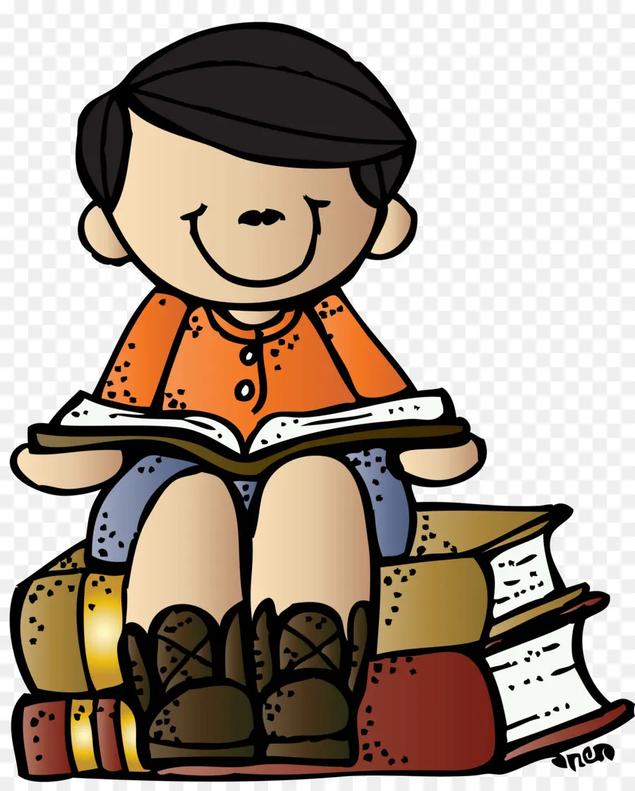 Niño Leyendo，Libros PNG