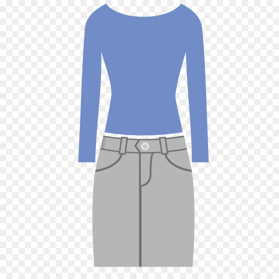 Top Azul Y Falda Gris，Atuendo PNG