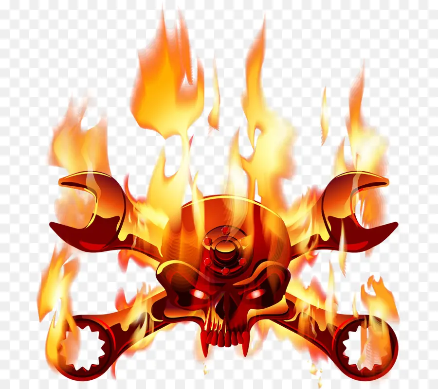 Calavera Llameante，Fuego PNG