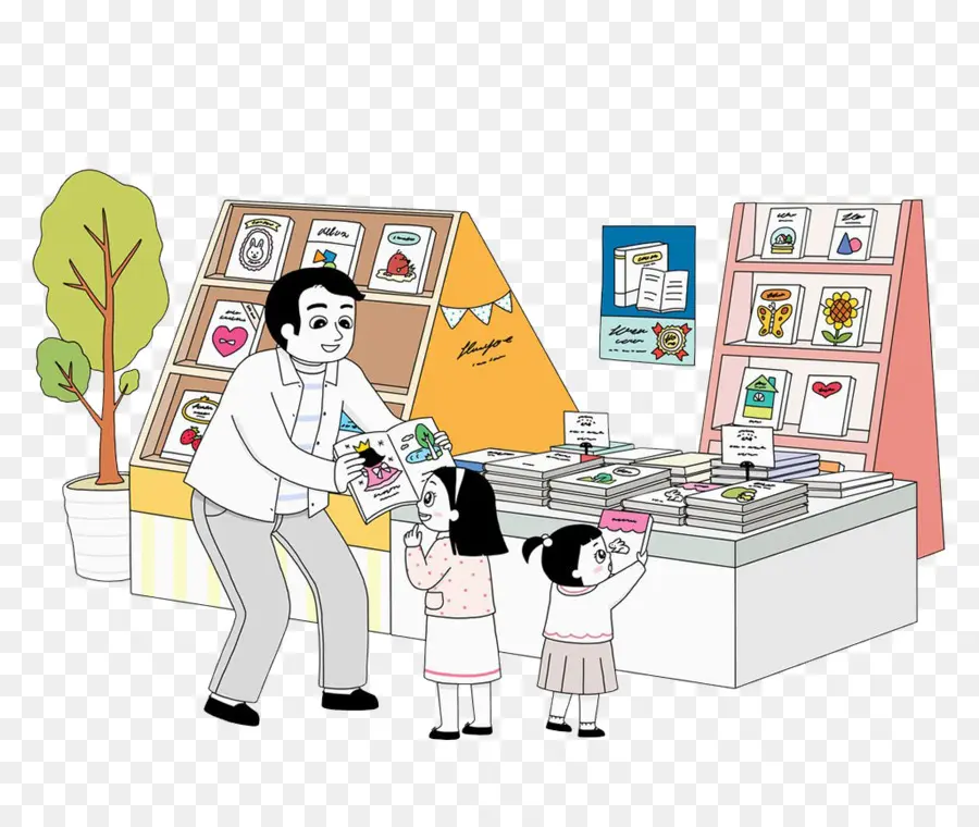 Familia En La Librería，Libros PNG