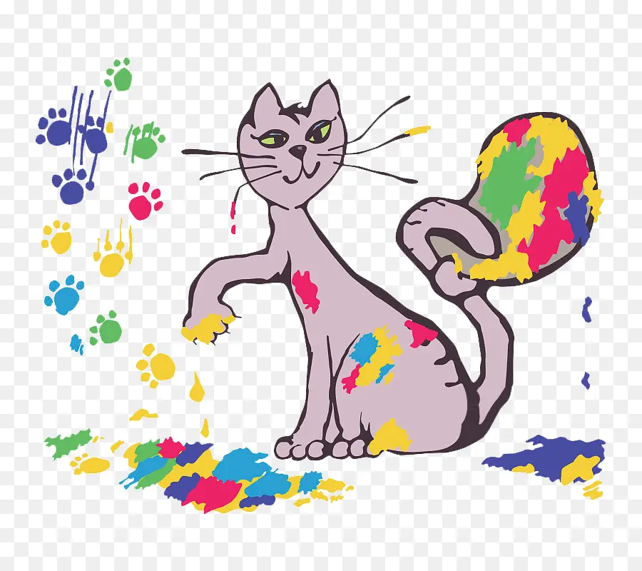 Gato Colorido，Pintar PNG