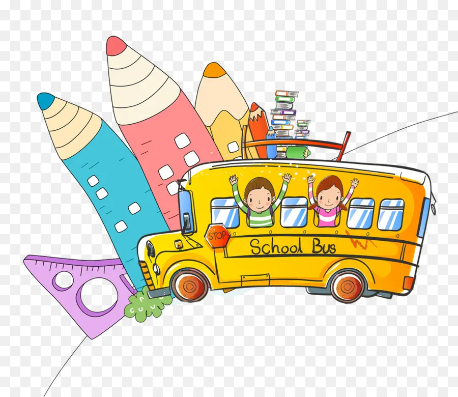 Autobús Escolar，Niños PNG