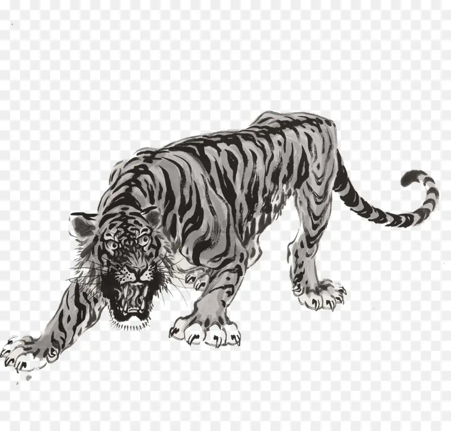 Tigre，Tinta De Lavado De Pintura PNG