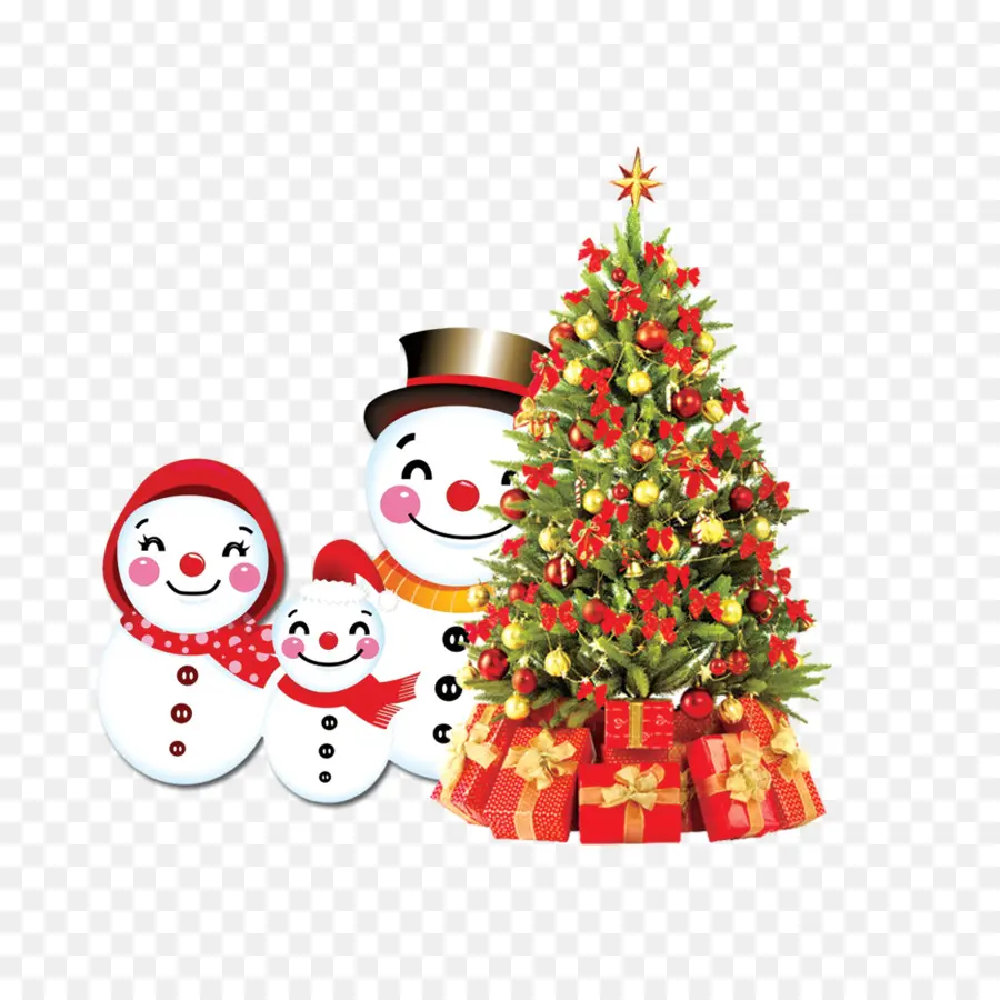 Muñeco De Nieve Y árbol De Navidad，Invierno PNG