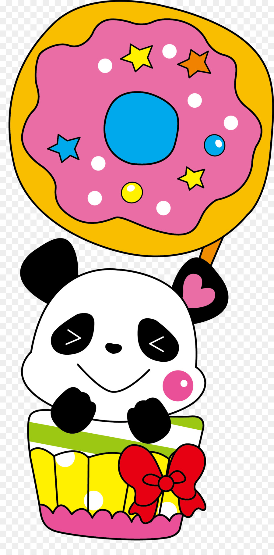 Panda Con Donut，Lindo PNG