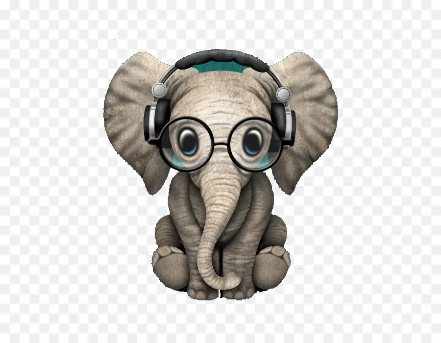 Elefante Con Auriculares，Lindo PNG